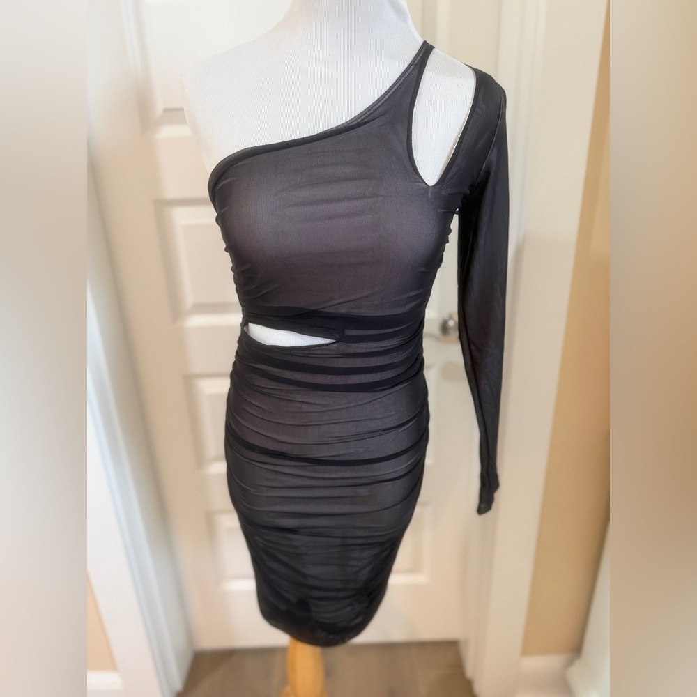 Boule Black and White ruched hot dress